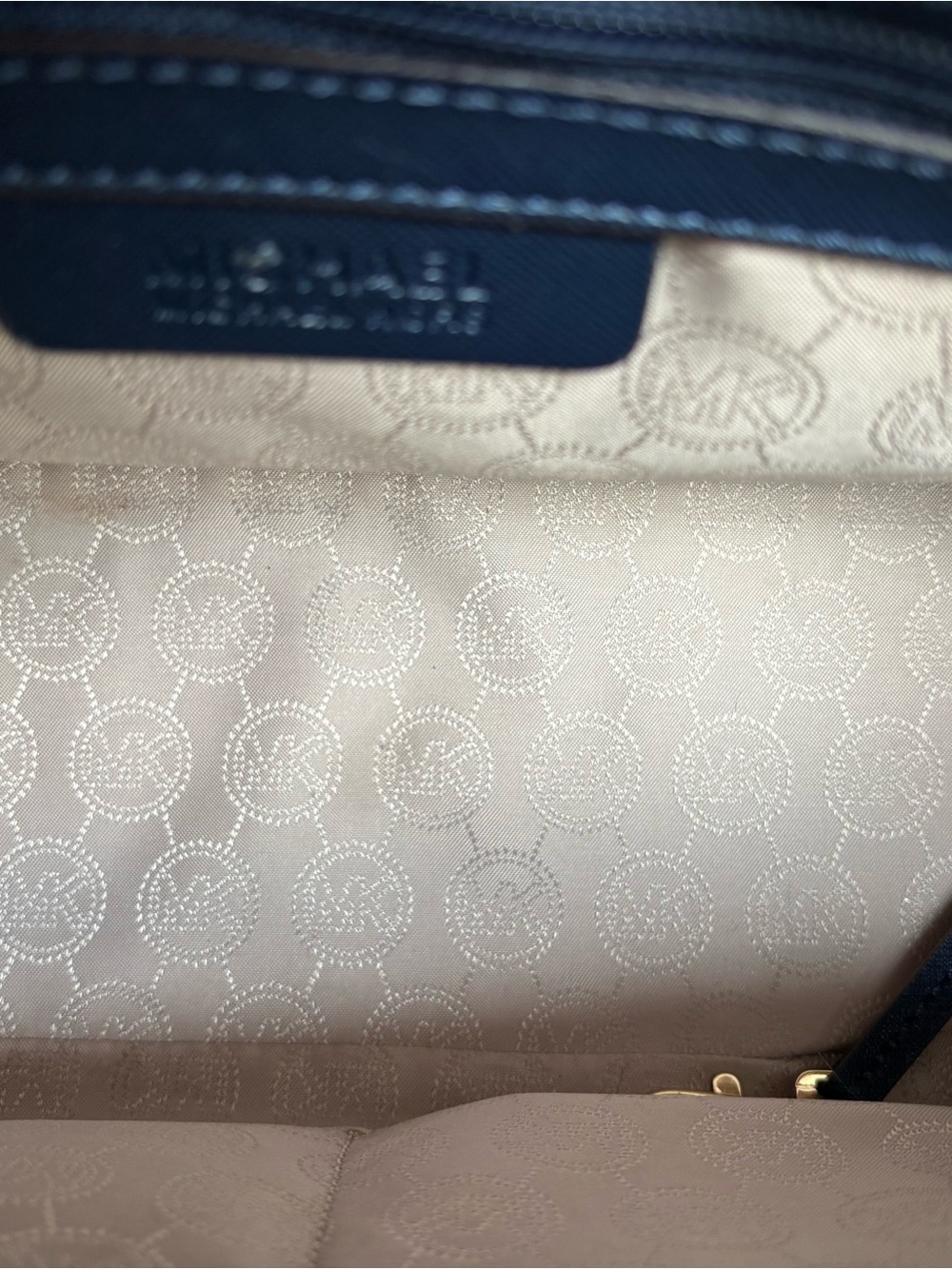 Michael Kors Navy Saffiano Satchel with Gold Hardware - Picture 5 of 6